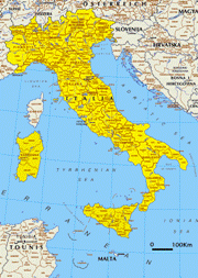 Italien - kort over Italien